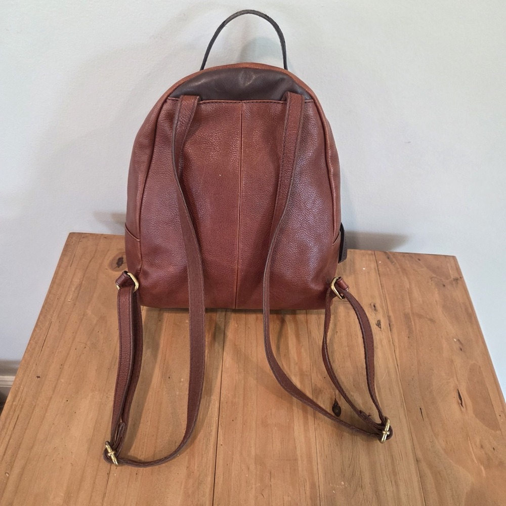 Fossil Genuine Leather Mini Backpack Brown Pebbled Leather Zip Closure... - Picture 5 of 12
